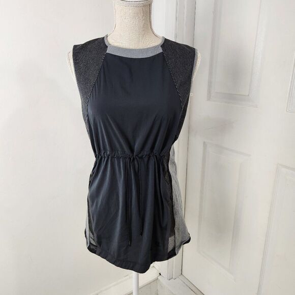 Nike Bonded Top Womens Extra Small Black Gray Cinched Waist Running 726017-091 - Picture 1 of 14